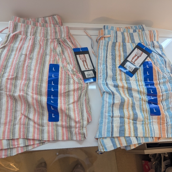 NWT! 🌈 BRIGGS NEW YORK ✨ Striped Linen Shorts(2)- SIZE L - Picture 6 of 9